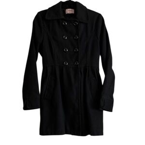 Chic Black Double-Breasted Women's Pea Coat